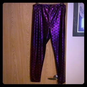 Purple Mermaid Metallic Leggings 1x/2x